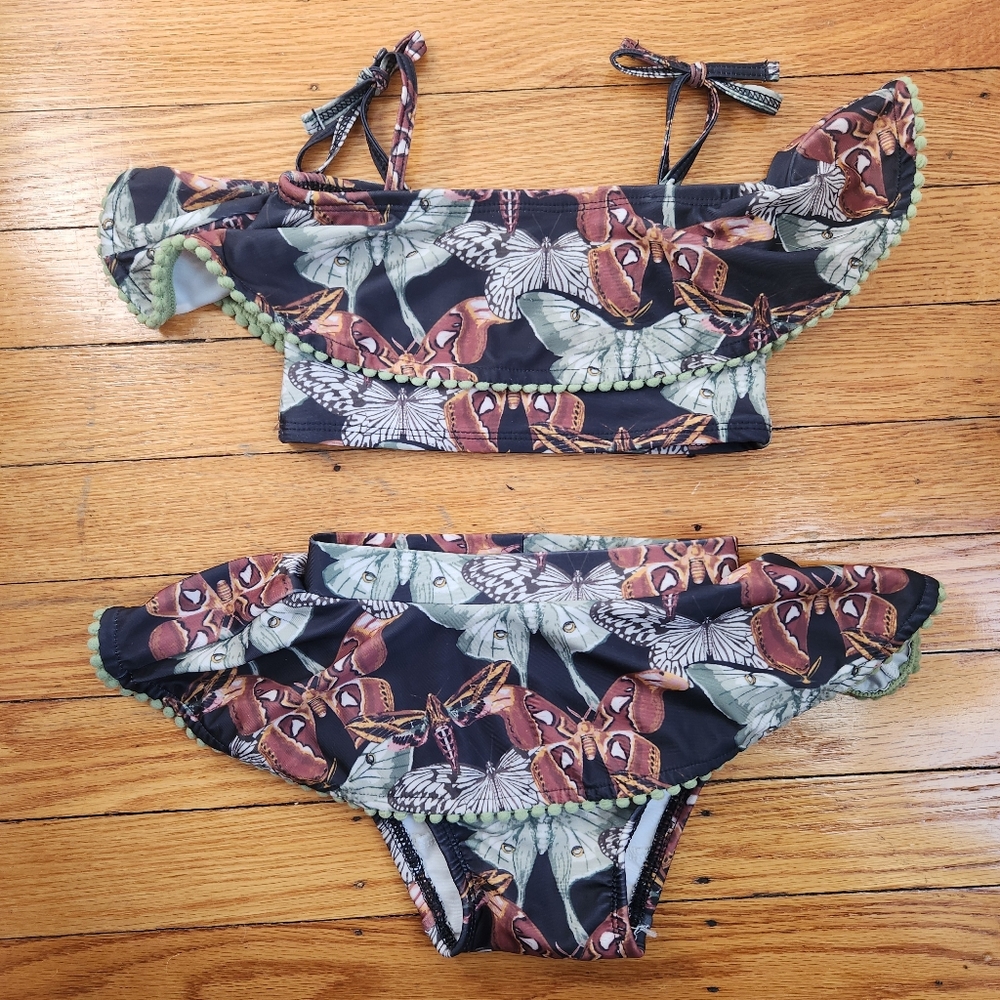 Kate Quinn Kids Swim Bikini - Black Brown Green Moth 12-18 M Baby Toddler Girl